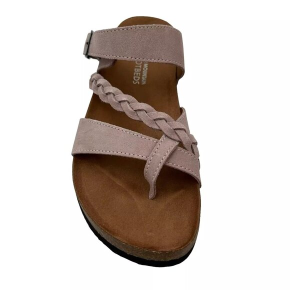 White Mountain Womens Leather Slide Sandals Size 9 Light Lavender Toe Loop Style - Picture 4 of 15